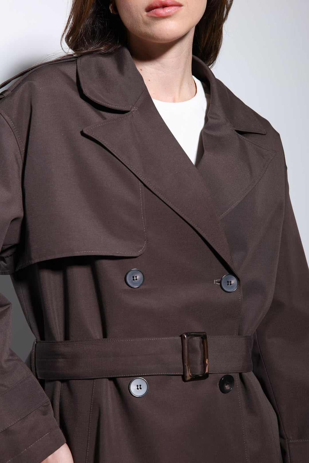 ANT Antioch Coffee Double-Breasted Belted Women's Trench Coat - East Providence