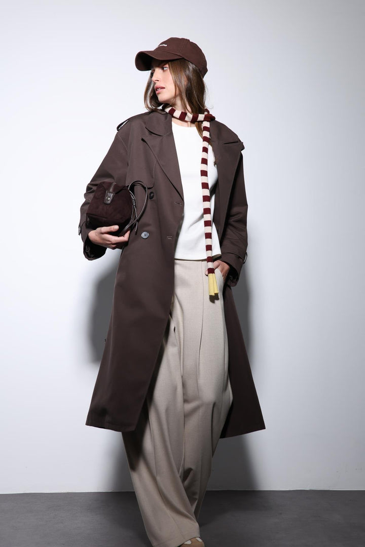 ANT Antioch Coffee Double-Breasted Belted Women's Trench Coat - East Providence