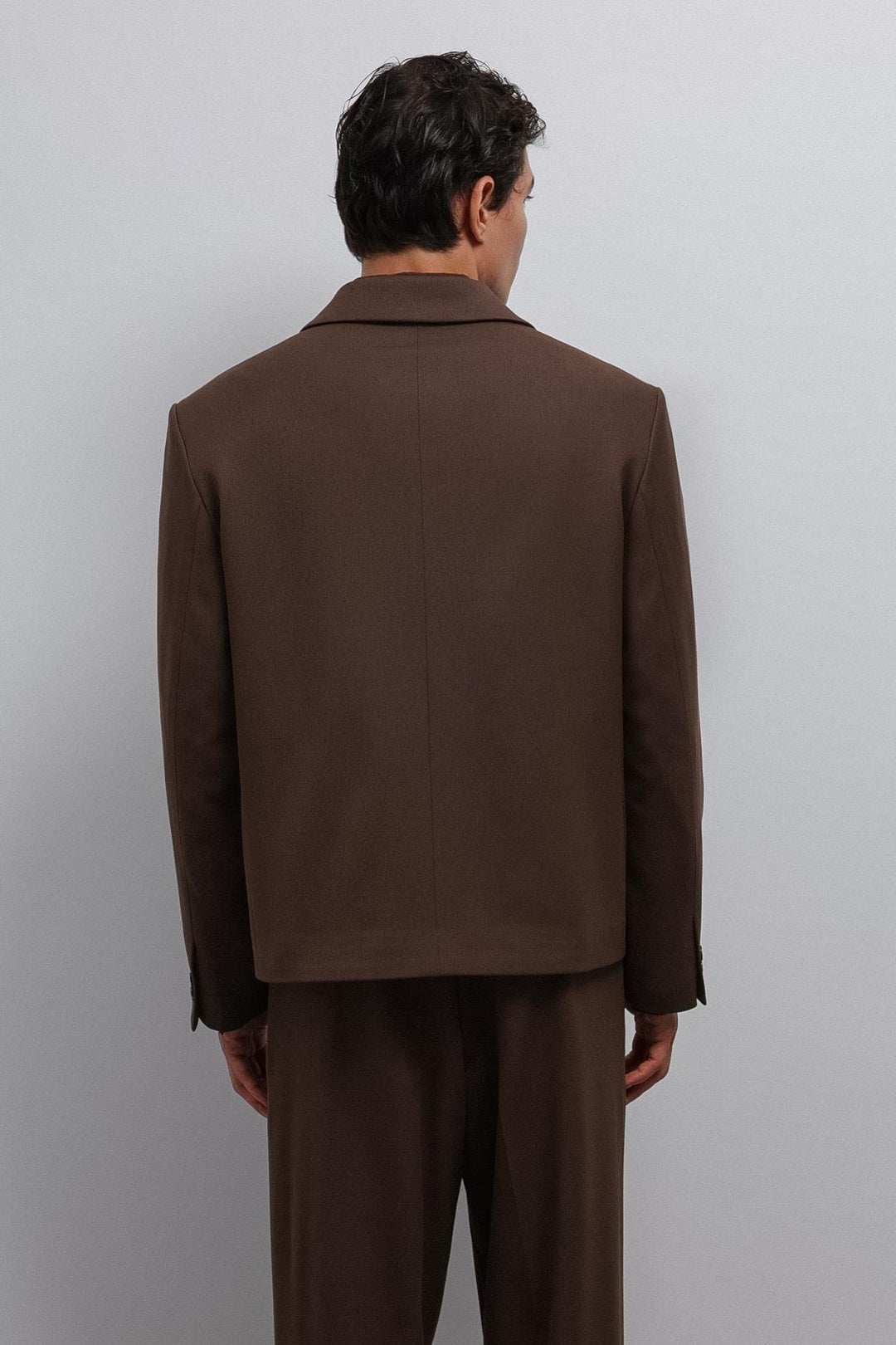 ANT Antioch Coffee Cross Relax Crop Fit Blazer Jacket - Thionville