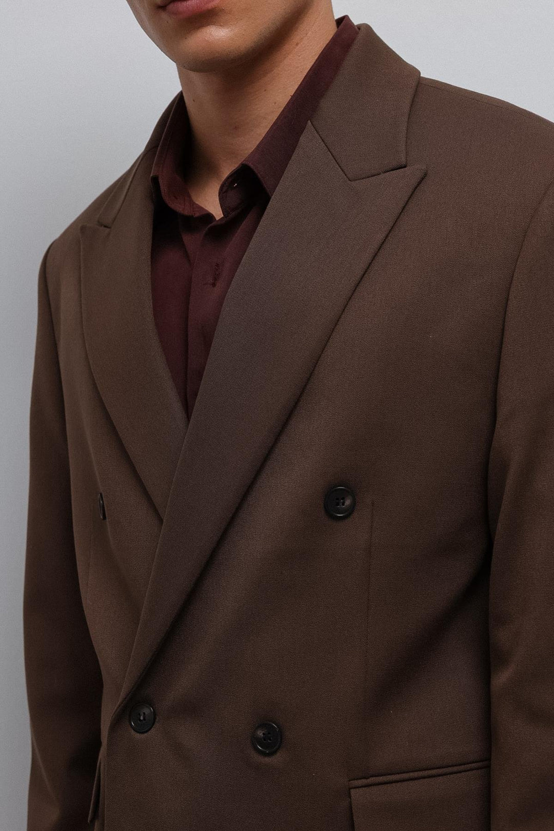 ANT Antioch Coffee Cross Relax Crop Fit Blazer Jacket - Thionville