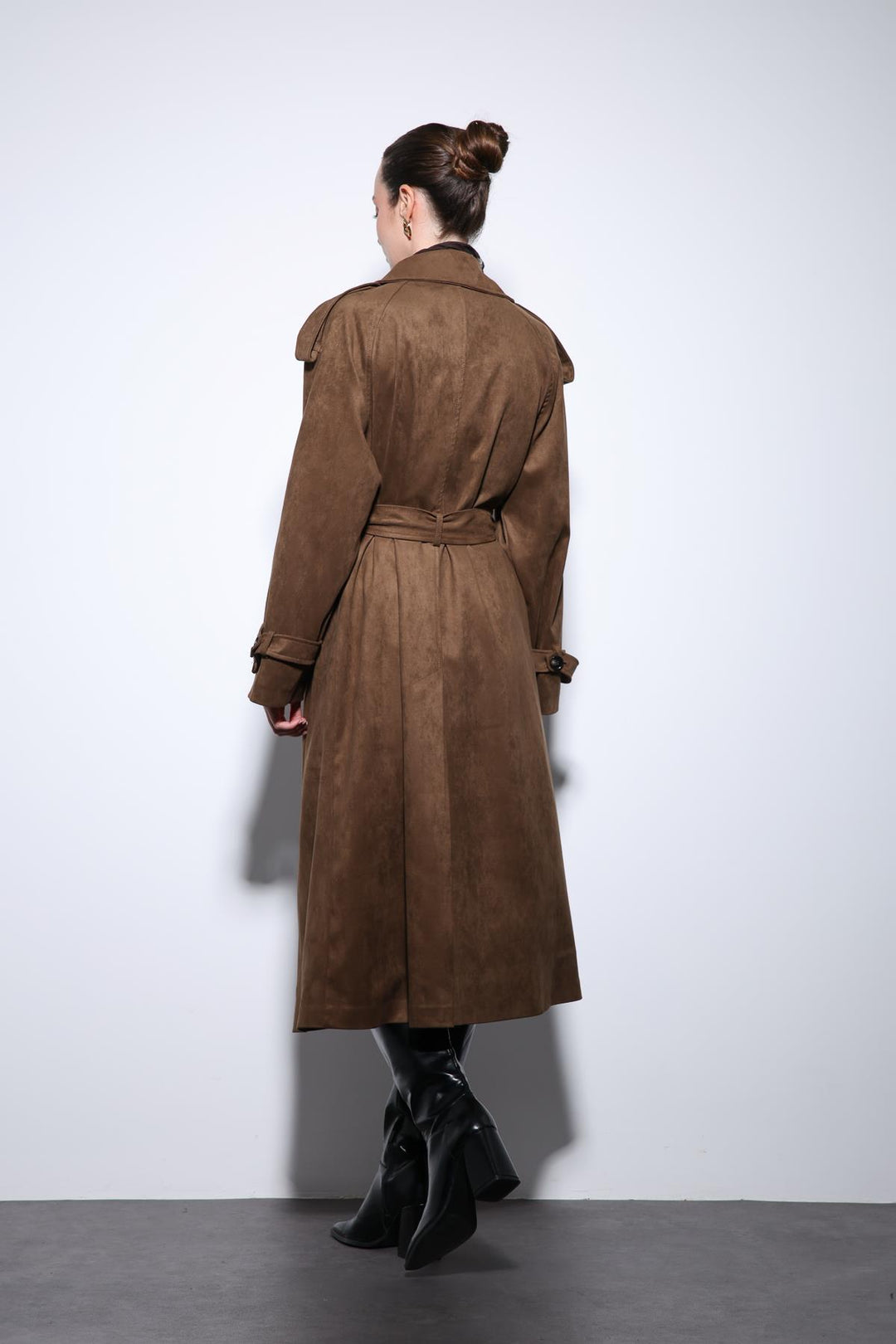 ANT Antioch Coffee Wrap Suede-Look Premium Women's Trench Coat - Villejuif