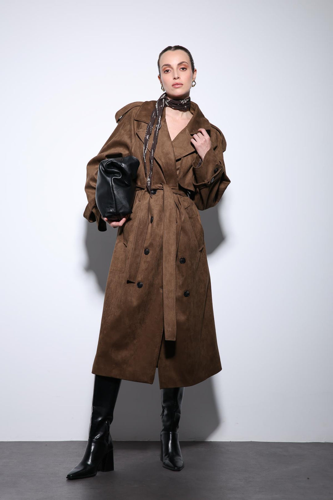 ANT Antioch Coffee Wrap Suede-Look Premium Women's Trench Coat - Villejuif