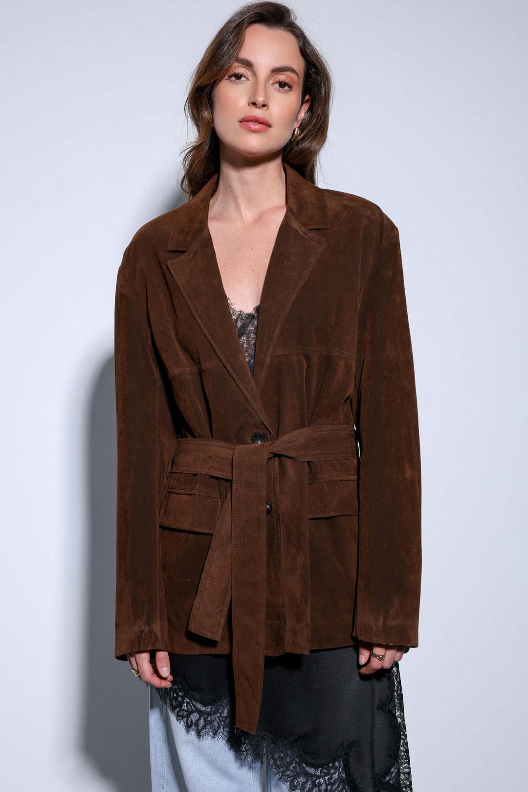 ANT Antioch Coffee Belted Suede Women's Jacket - Goshen