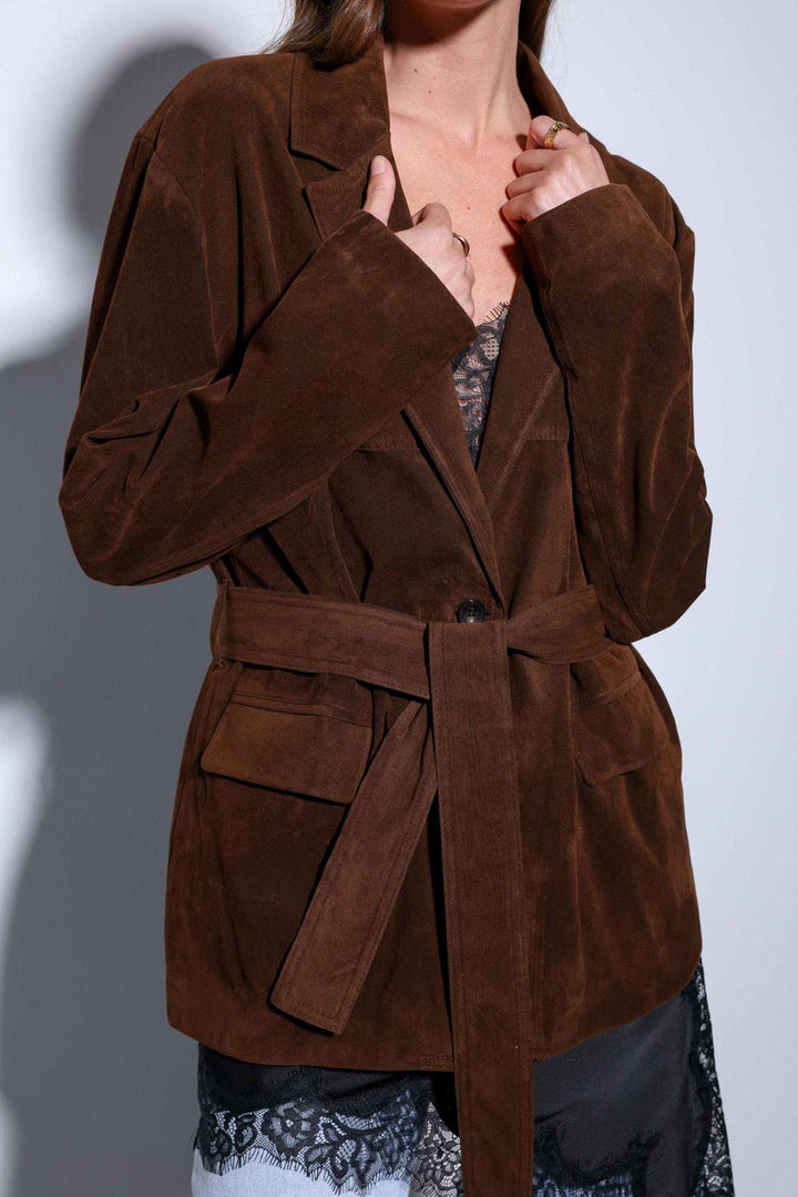 ANT Antioch Coffee Belted Suede Women's Jacket - Goshen