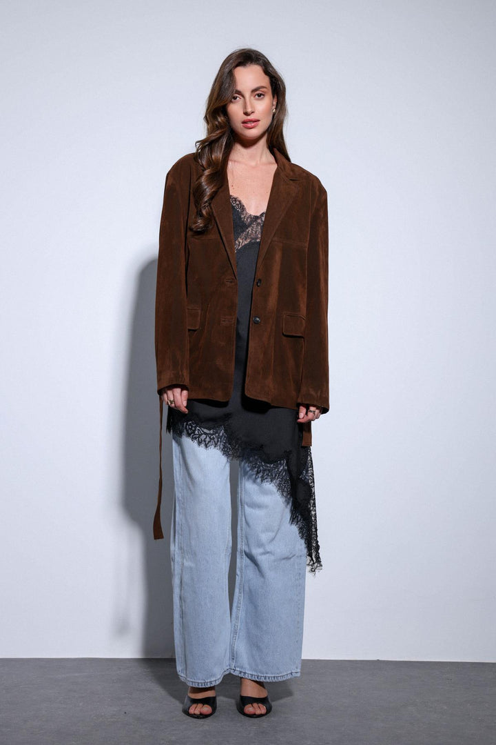 ANT Antioch Coffee Belted Suede Women's Jacket - Goshen