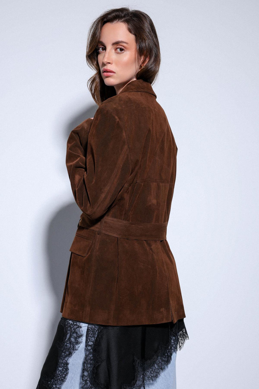 ANT Antioch Coffee Belted Suede Women's Jacket - Goshen
