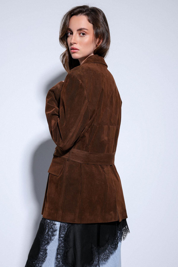 ANT Antioch Coffee Belted Suede Women's Jacket - Goshen