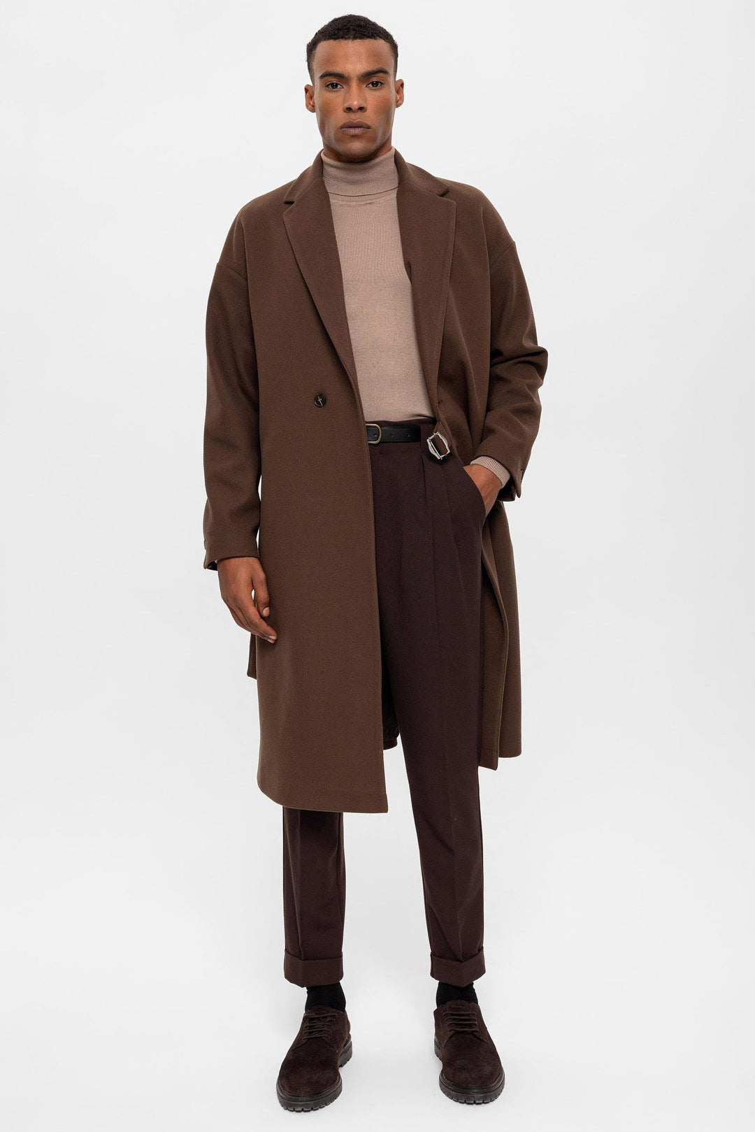 ANT Antioch Coffee Belted Oversized Men's Coat - Chatham