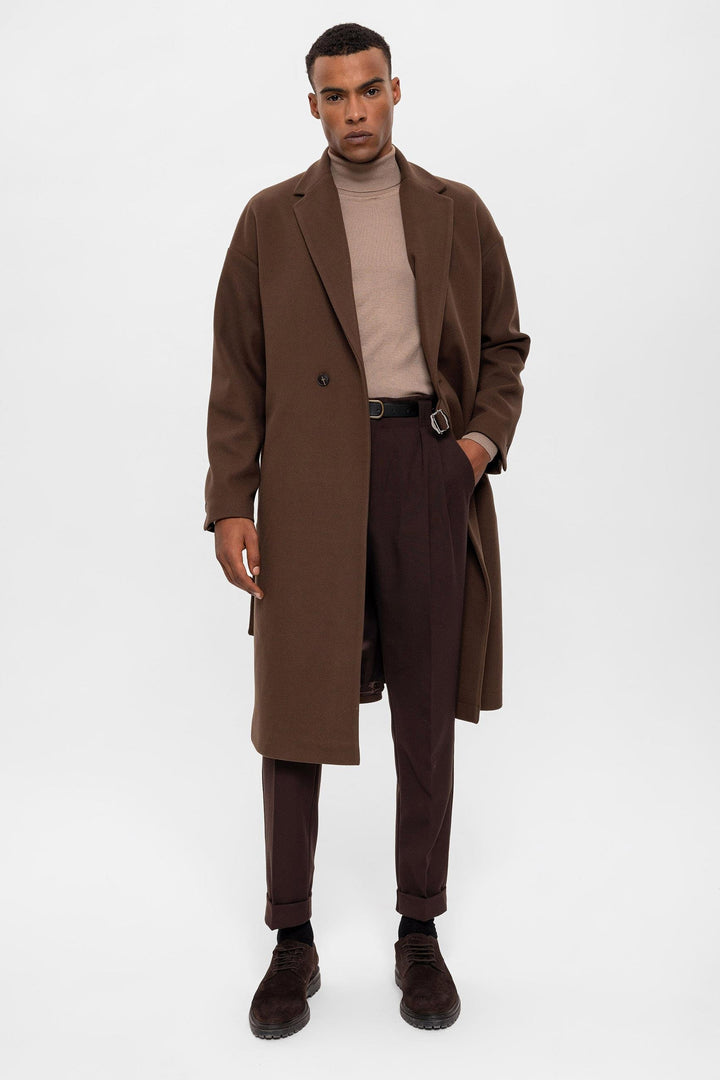 ANT Antioch Coffee Belted Oversized Men's Coat - Chatham