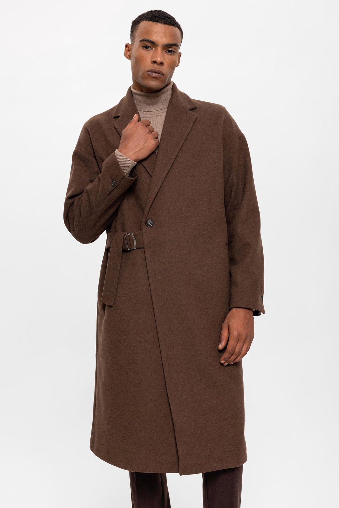 ANT Antioch Coffee Belted Oversized Men's Coat - Chatham