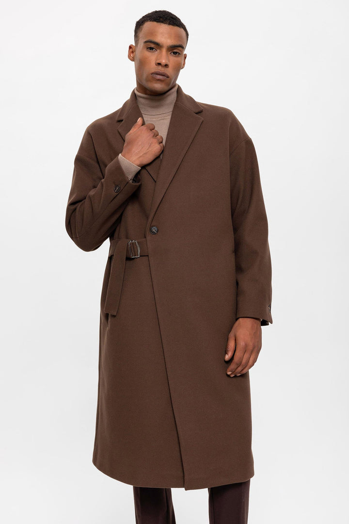 ANT Antioch Coffee Belted Oversized Men's Coat - Chatham