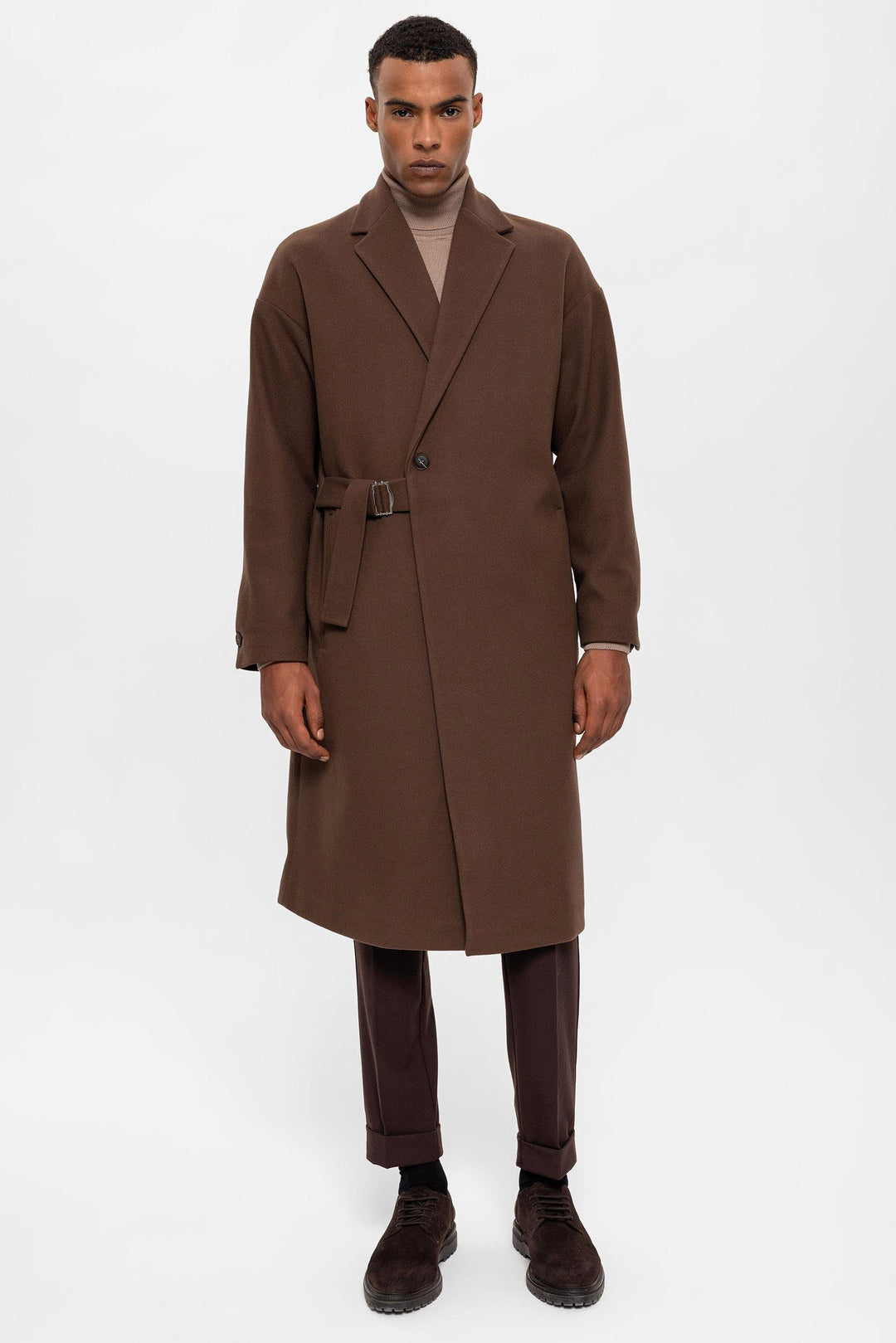 ANT Antioch Coffee Belted Oversized Men's Coat - Chatham
