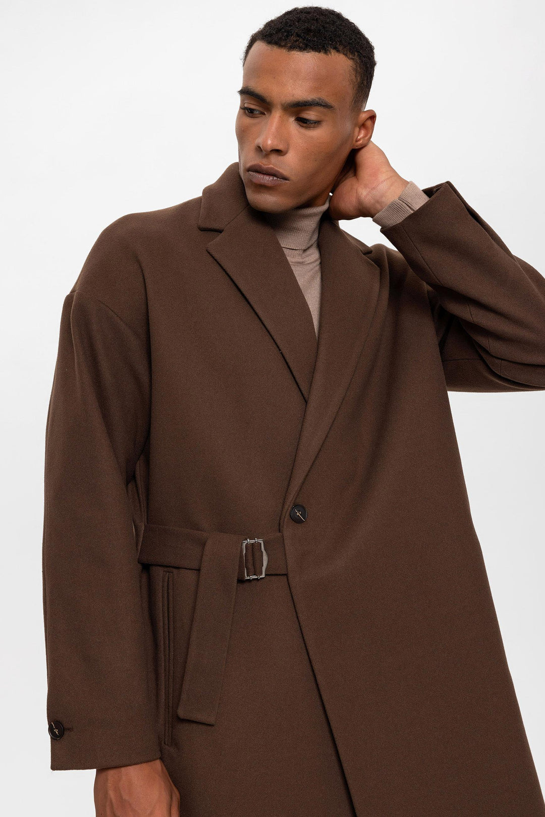 ANT Antioch Coffee Belted Oversized Men's Coat - Chatham