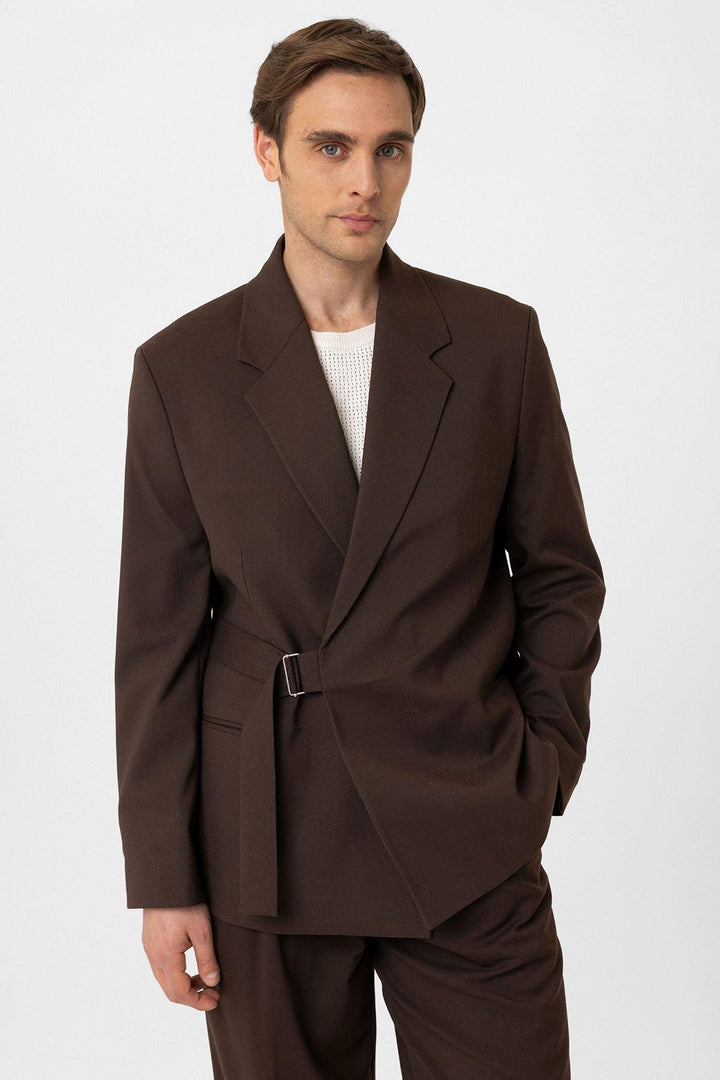 ANT Antioch Coffee Striped Relax Fit Men's Blazer Jacket - Bridgwater