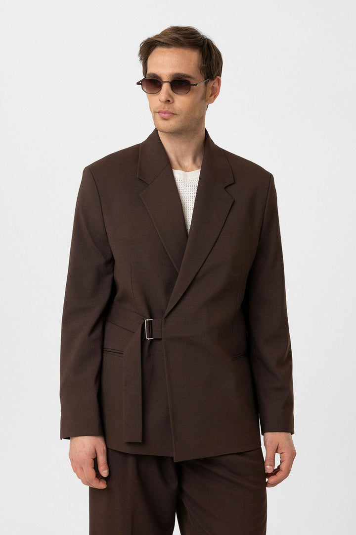 ANT Antioch Coffee Striped Relax Fit Men's Blazer Jacket - Bridgwater