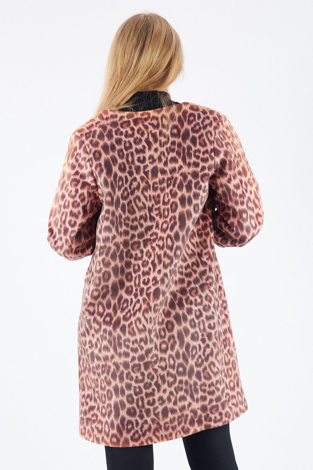 SNS Sense Coffee Leopard Print Fabric Coat - Rimouski