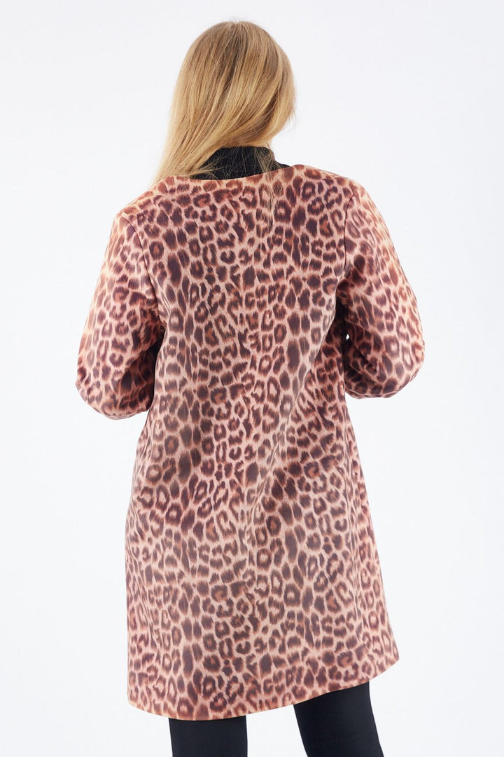 SNS Sense Coffee Leopard Print Fabric Coat - Rimouski