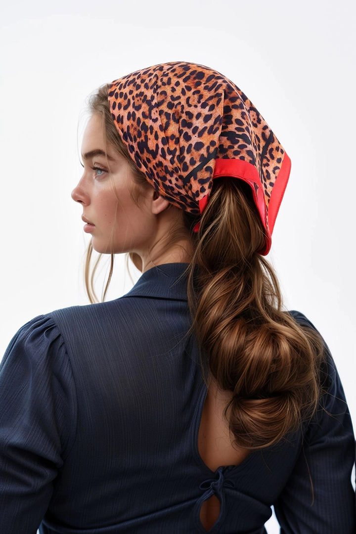 Coffee Leopard Print Bandana Scarf BCNSV-2515310 - North Miami Beach