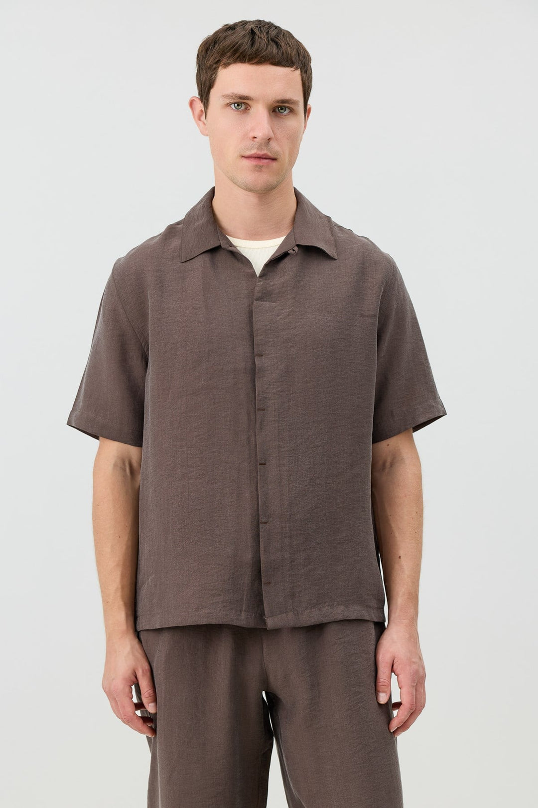 ANT Men's Shirt with Lyocell Blend and Hidden Buttons - Pharr