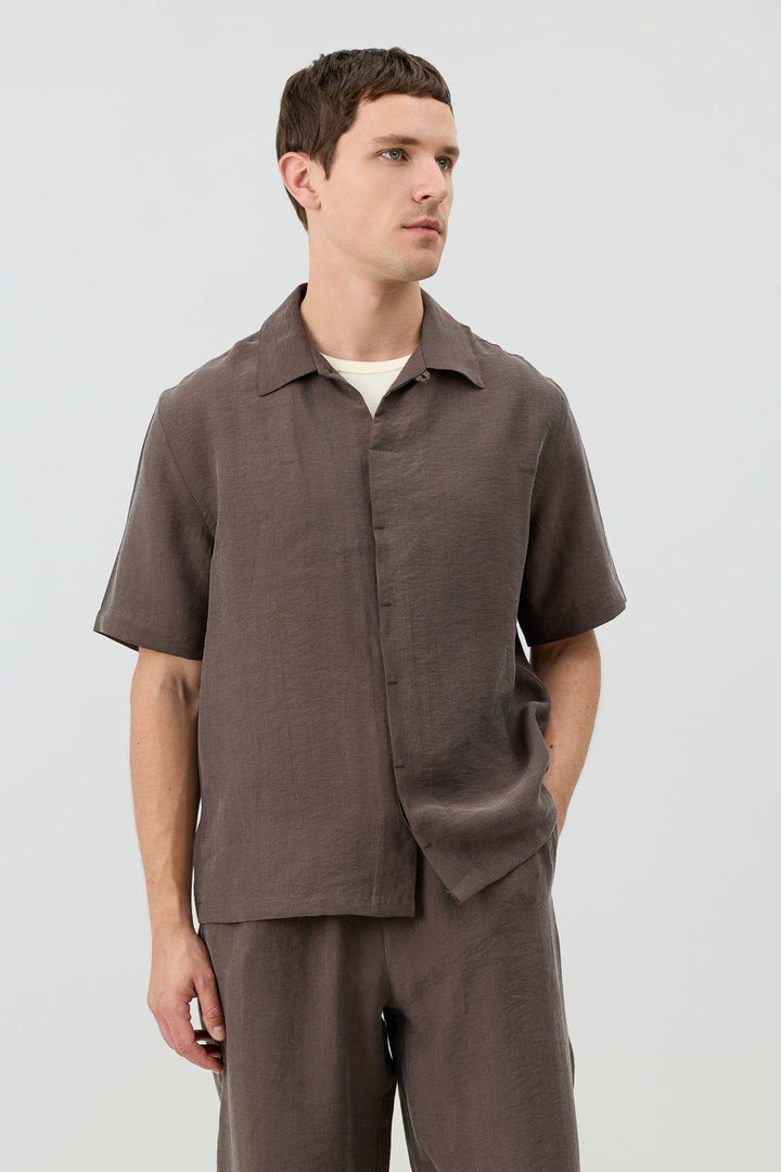 ANT Men's Shirt with Lyocell Blend and Hidden Buttons - Pharr