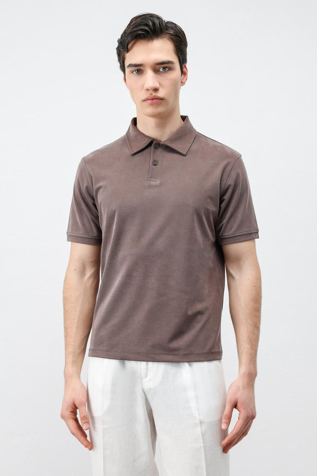 ANT Antioch Kahve Lyocell Karışımlı Polo Yaka Erkek T-Shirt - Moorhead