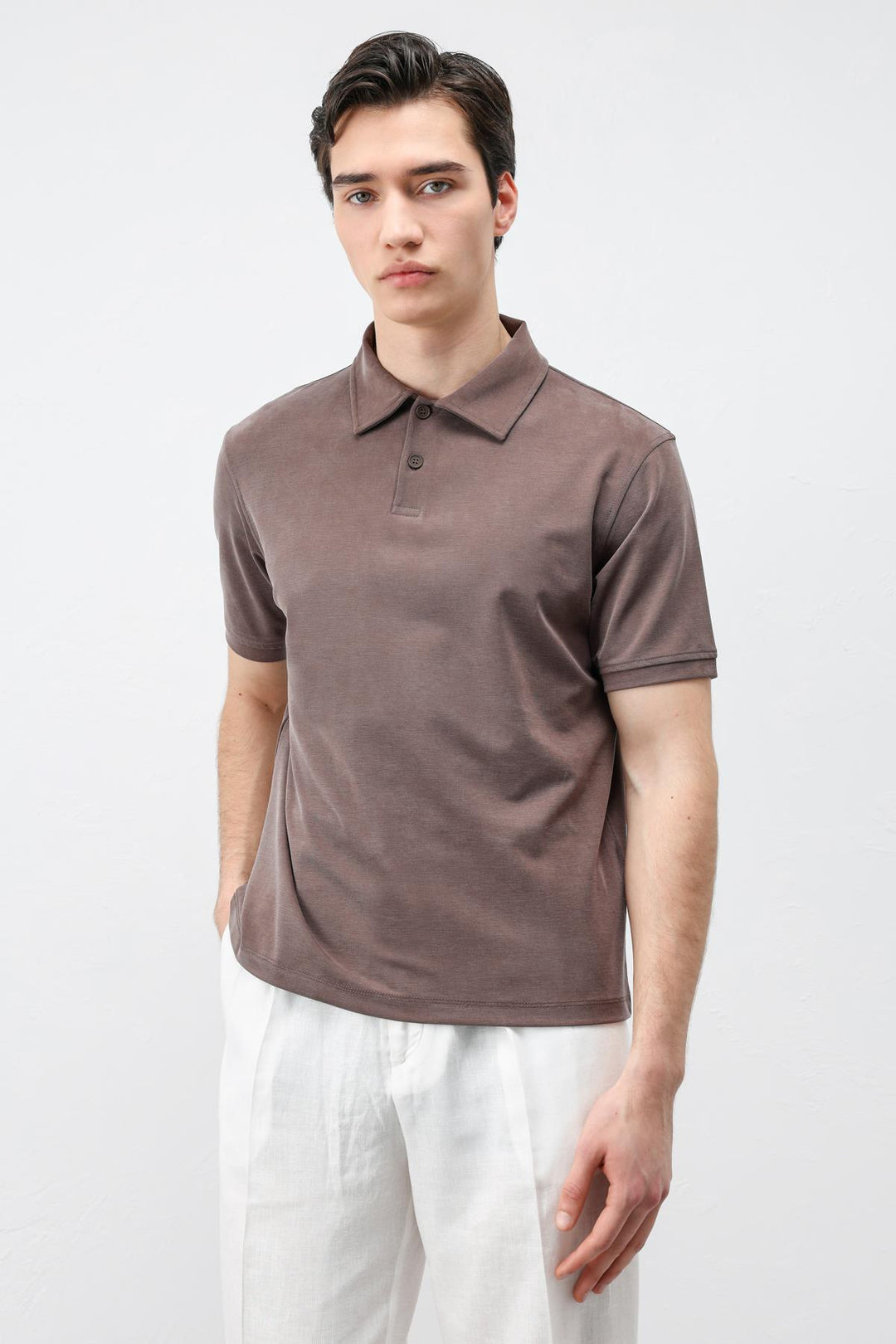 ANT Antioch Kahve Lyocell Karışımlı Polo Yaka Erkek T-Shirt - Moorhead