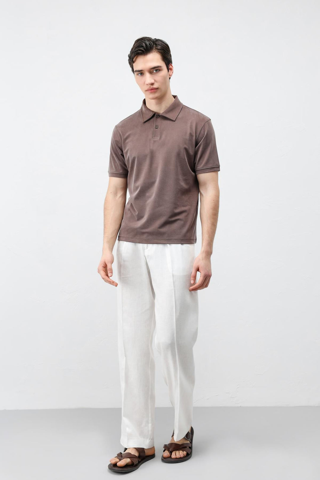 ANT Antioch Kahve Lyocell Karışımlı Polo Yaka Erkek T-Shirt - Moorhead