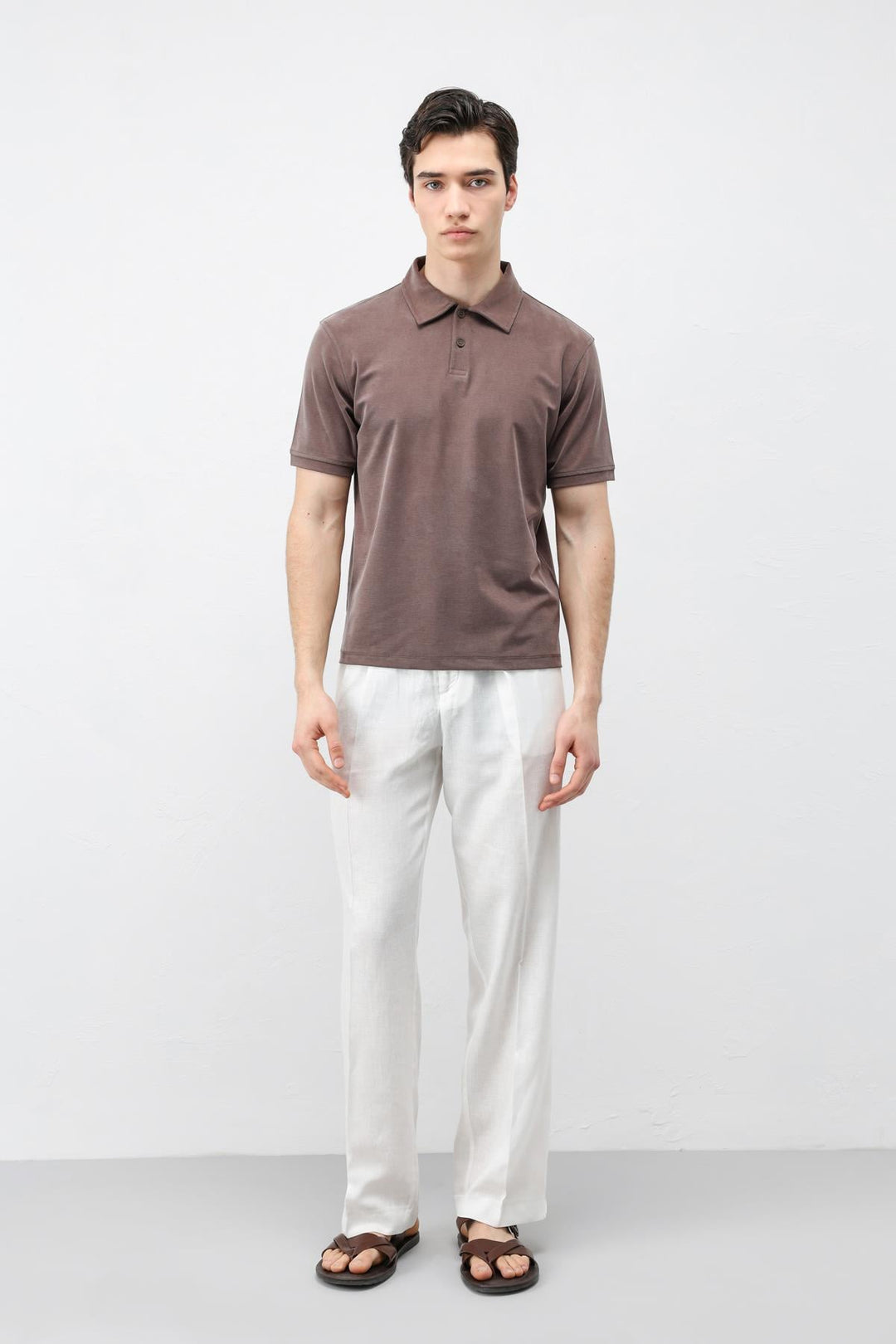 ANT Antioch Kahve Lyocell Karışımlı Polo Yaka Erkek T-Shirt - Moorhead