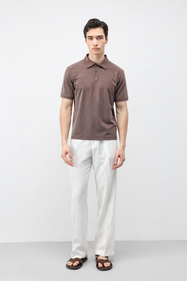 ANT Antioch Kahve Lyocell Karışımlı Polo Yaka Erkek T-Shirt - Moorhead