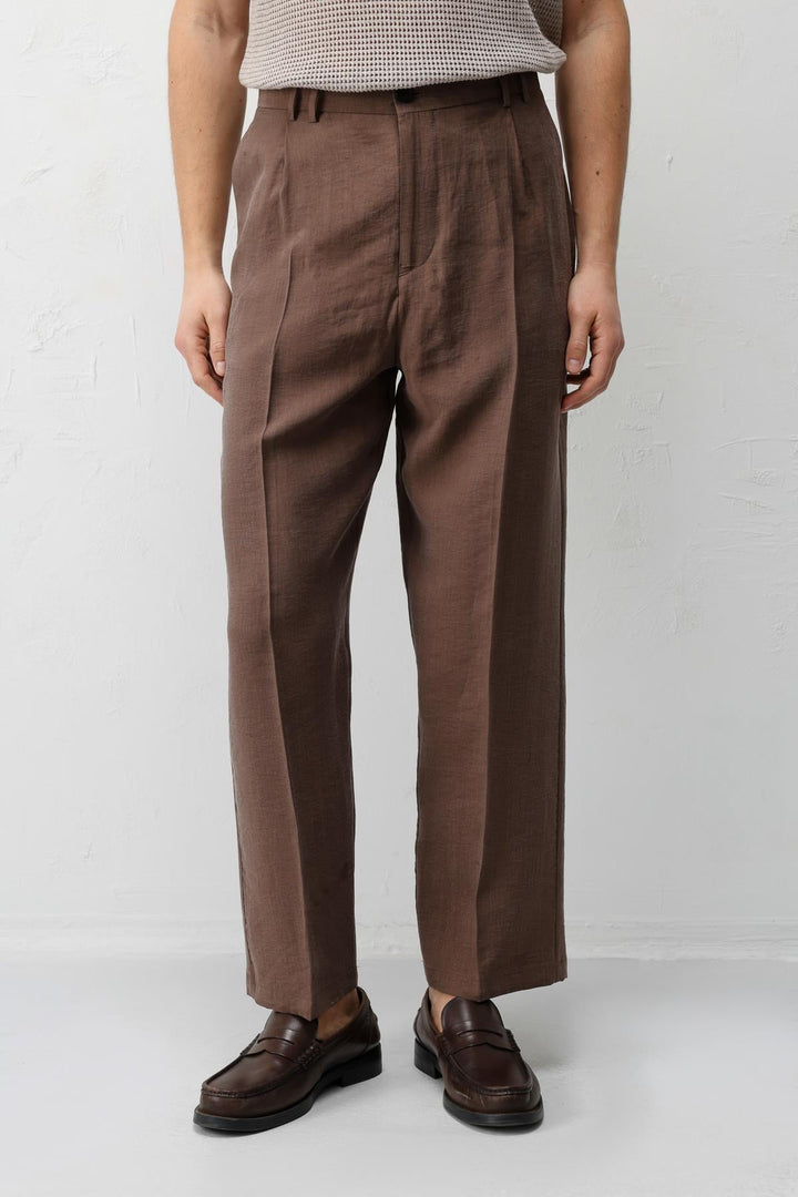 ANT Antioch Kahve Lyocell Relaxed Fit Pileli Erkek Pantolon - La Ciotat