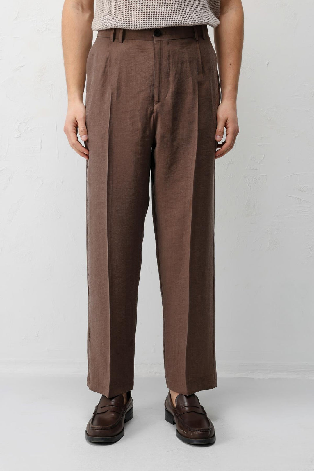ANT Antioch Kahve Lyocell Relaxed Fit Pileli Erkek Pantolon - La Ciotat