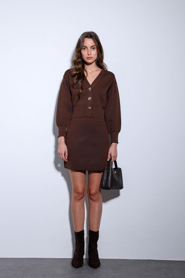 ANT Antioch Kahve Metal Düğme Kadın Triko Hırka - Palmerston North