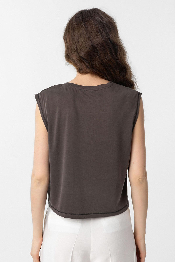 ANT Antioch Kahve Modal Kumaş Kadın T-Shirt - Mishawaka