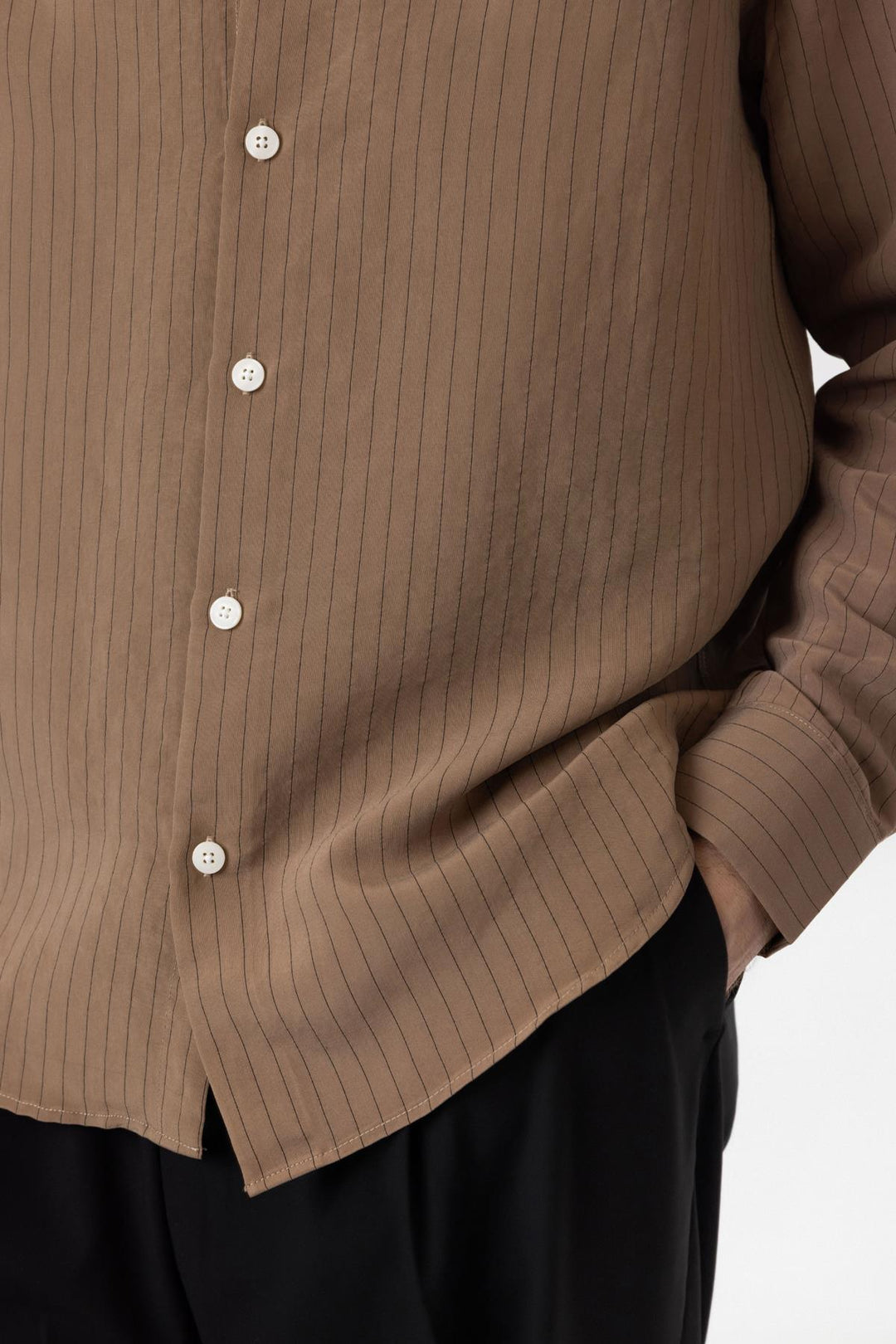 ANT Antioch Coffee Modal Fabric Relax Fit Striped Men's Shirt - Chesterfield