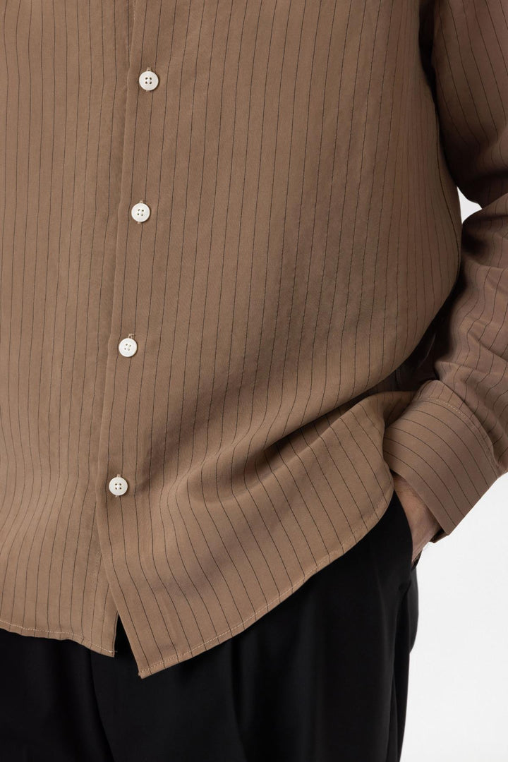 ANT Antioch Coffee Modal Fabric Relax Fit Striped Men's Shirt - Chesterfield