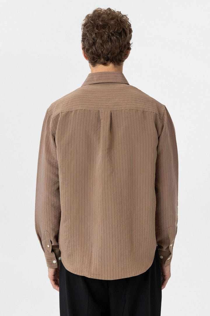 ANT Antioch Coffee Modal Fabric Relax Fit Striped Men's Shirt - Chesterfield