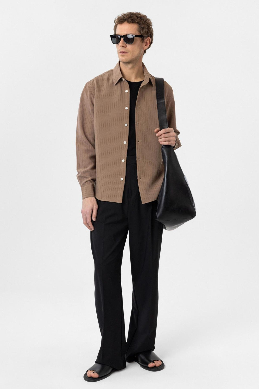 ANT Antioch Coffee Modal Fabric Relax Fit Striped Men's Shirt - Chesterfield