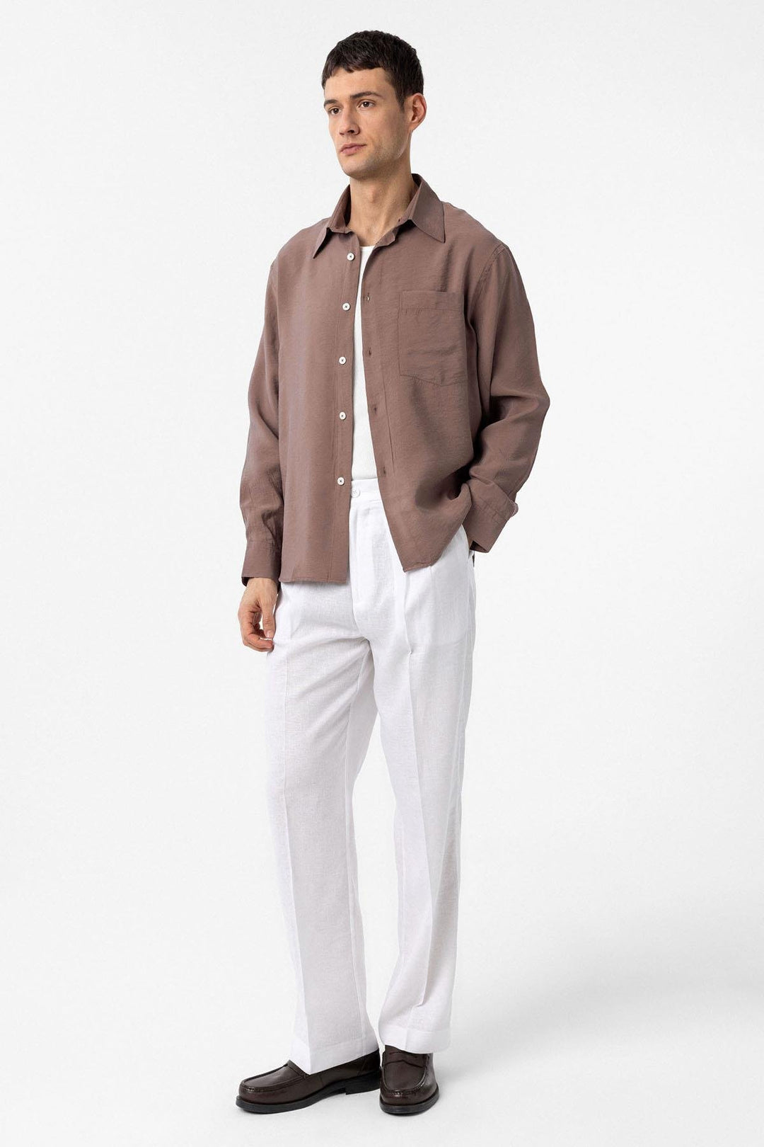 ANT Antioch Coffee Modal Fabric Relax Fit Men's Shirt - Waukesha