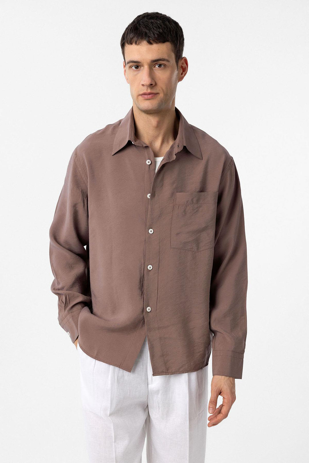 ANT Antioch Coffee Modal Fabric Relax Fit Men's Shirt - Waukesha