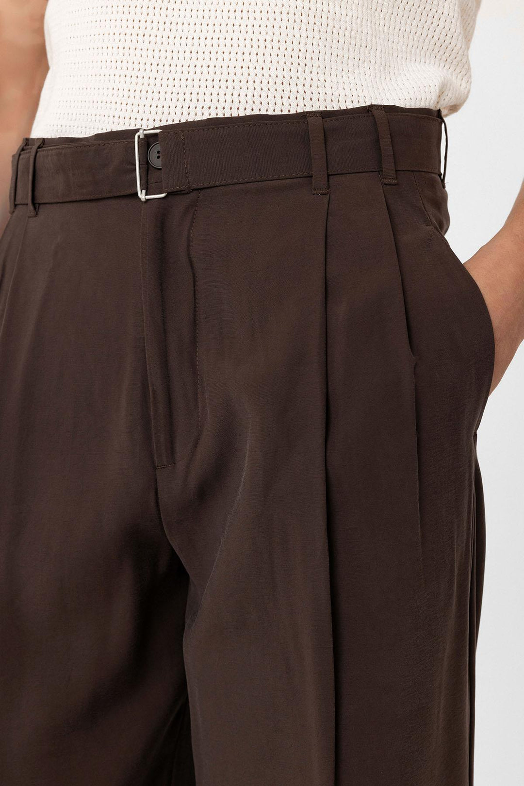 ANT Antioch Kahve Modal Kumaş Relax Fit Kemerli Erkek Pantolon - Bel Air South