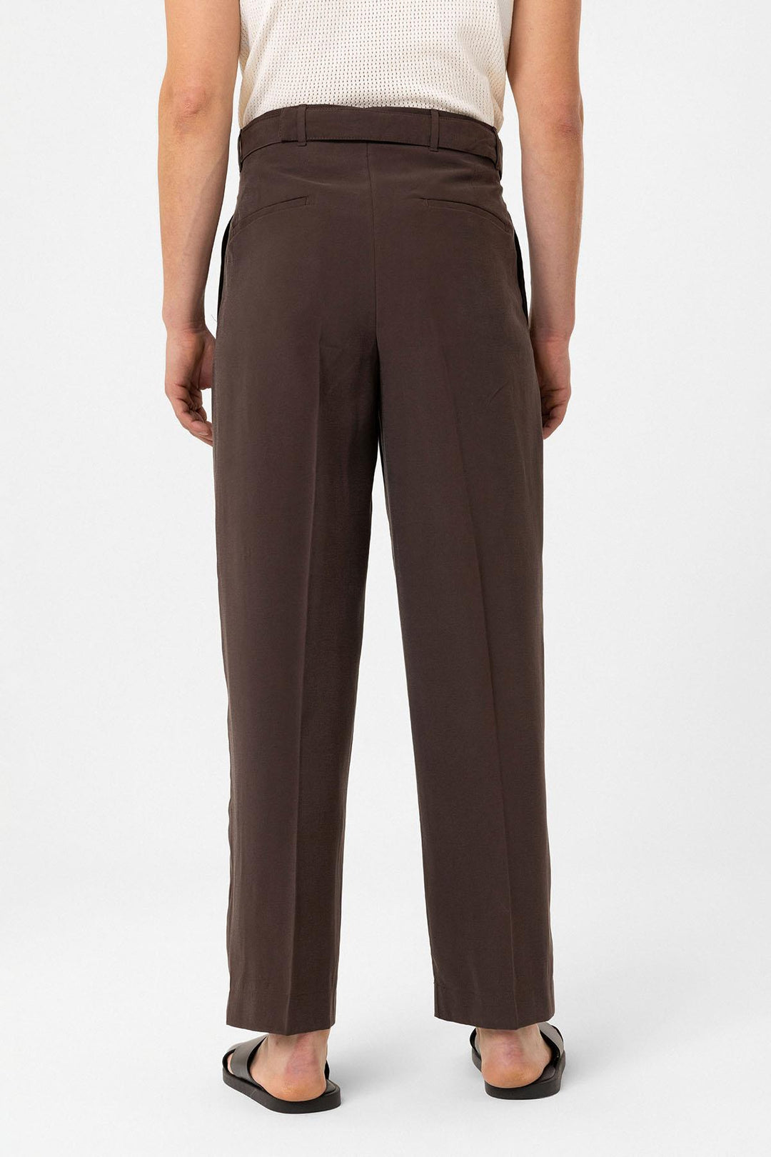 ANT Antioch Kahve Modal Kumaş Relax Fit Kemerli Erkek Pantolon - Bel Air South