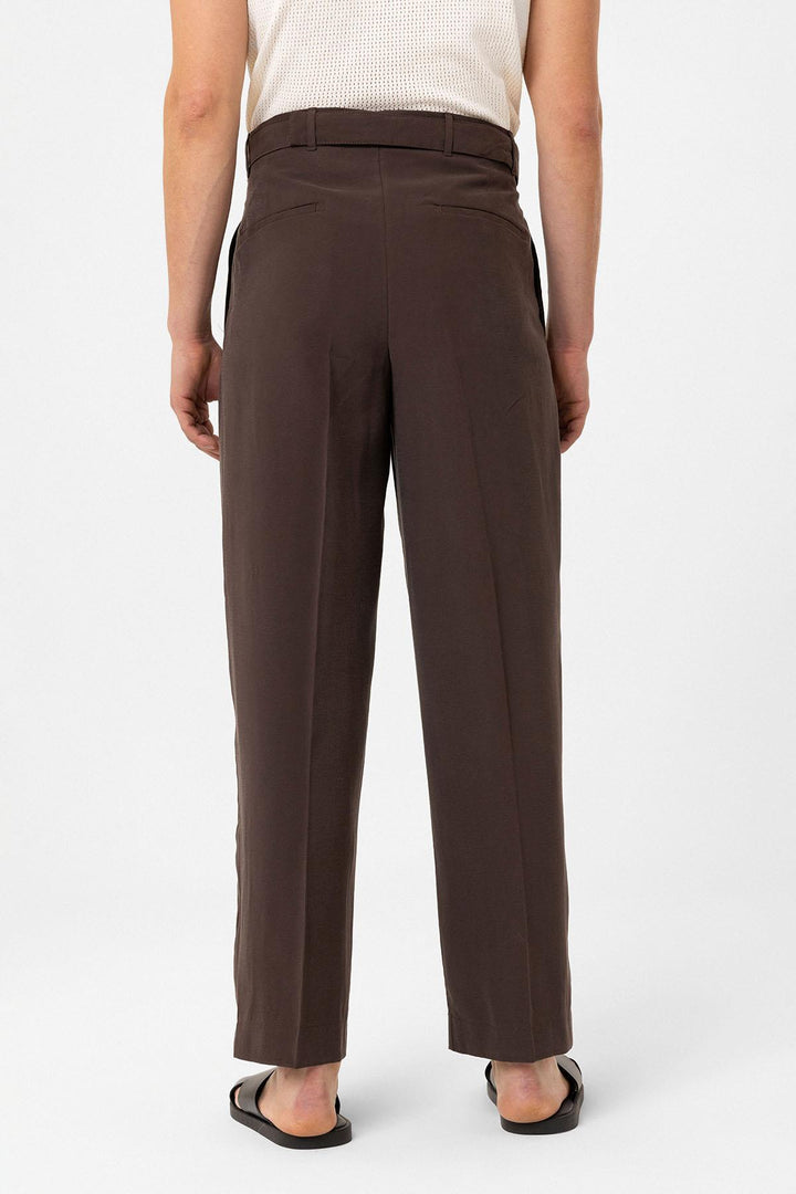 ANT Antioch Kahve Modal Kumaş Relax Fit Kemerli Erkek Pantolon - Bel Air South