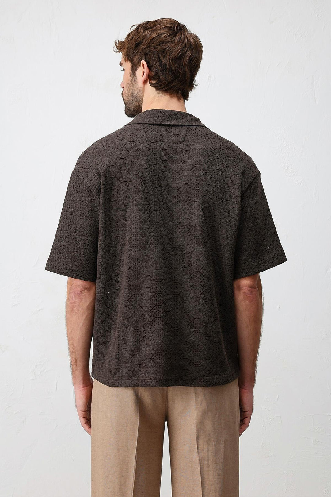 ANT Antioch Kahve Örgü Dokulu Erkek T-Shirt - Georgina