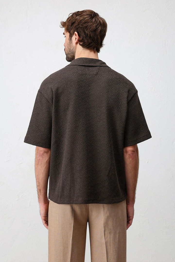 ANT Antioch Kahve Örgü Dokulu Erkek T-Shirt - Georgina