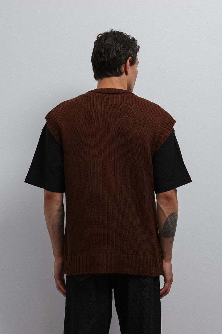 ANT Antioch Coffee Knitted Men's Sweater Vest - Aschaffenburg