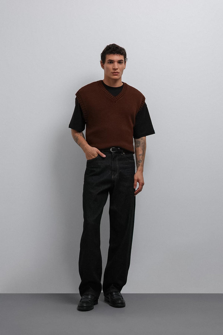 ANT Antioch Coffee Knitted Men's Sweater Vest - Aschaffenburg