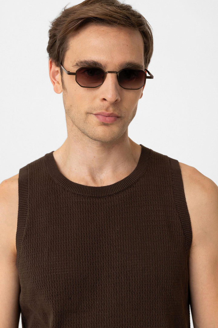 ANT Antioch Coffee Knitted Texture Men's Tank Top - Sarasota