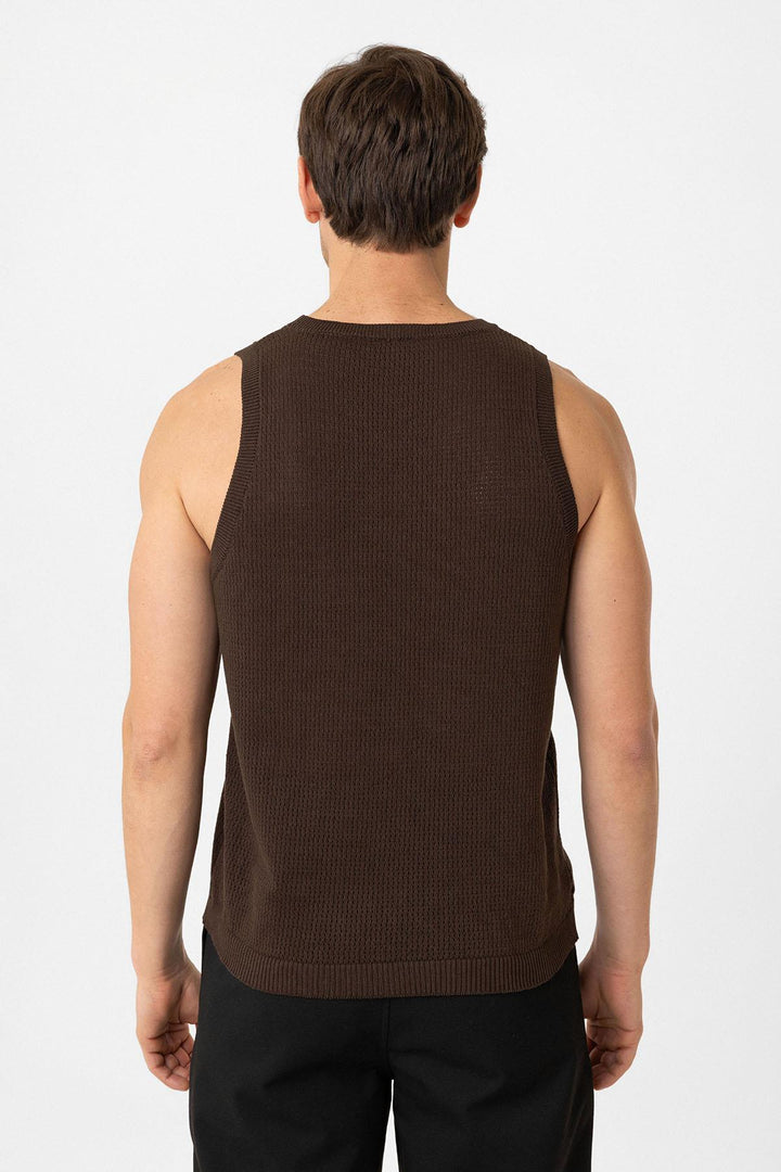 ANT Antioch Coffee Knitted Texture Men's Tank Top - Sarasota