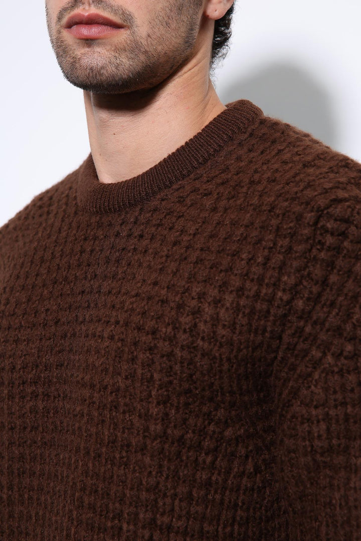 ANT Antioch Coffee Knitted Texture Men's Sweater - Appleton