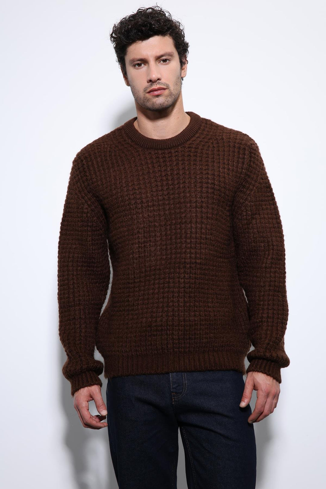 ANT Antioch Coffee Knitted Texture Men's Sweater - Appleton